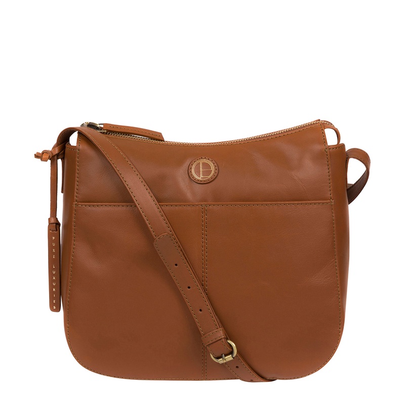 'Farlow' Vintage Dark Tan Leather Shoulder Bag