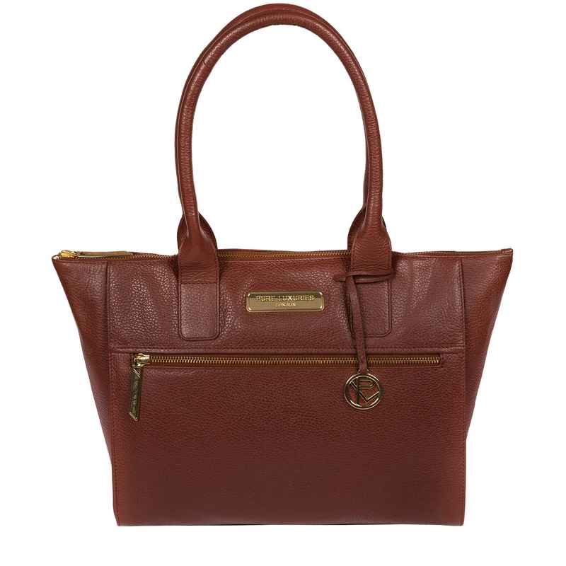 'Faye' Chestnut Leather Tote Bag