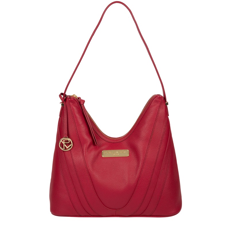 'Felicity' Berry Red Leather Shoulder Bag