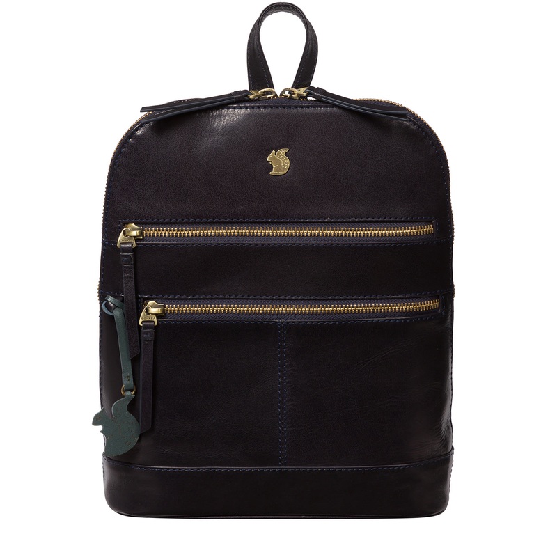 'Francisca' Navy Leather Backpack