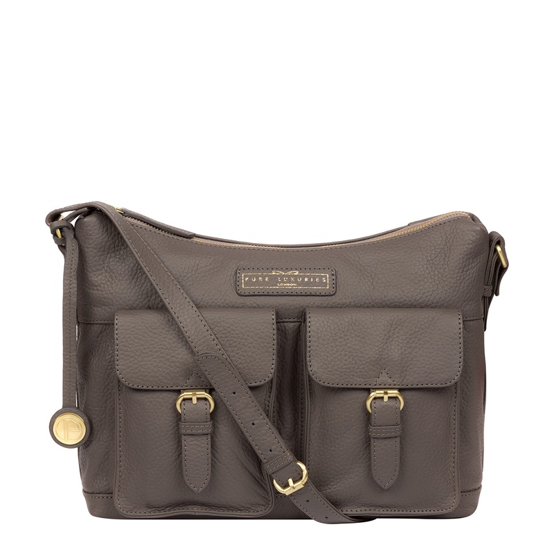 'Frinton' Grey Leather Shoulder Bag