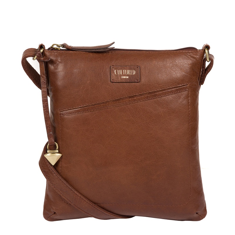 'Gainford' Conker Brown Leather Cross-Body Bag