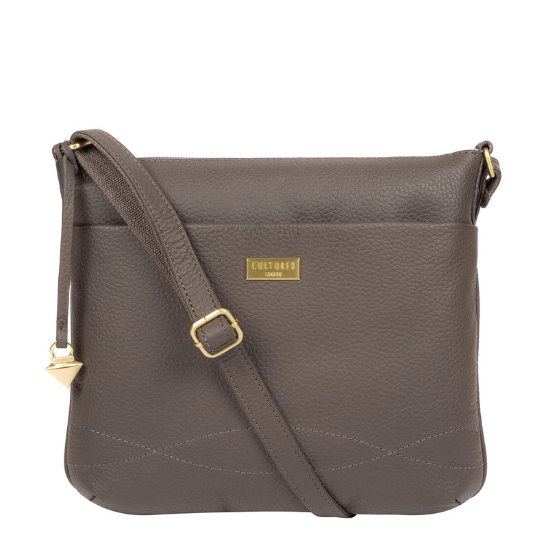 'Gianna' Grey Leather Cross Body Bag