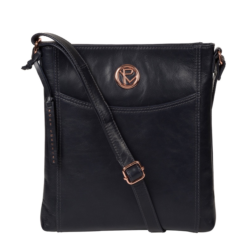 'Gilpin' Navy Leather Cross Body Bag