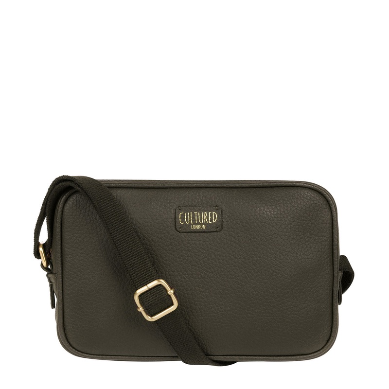 'Giulia' Olive Leather Small Cross Body Bag
