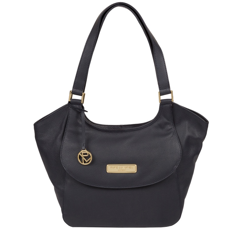 'Grace' Navy Leather Tote Bag