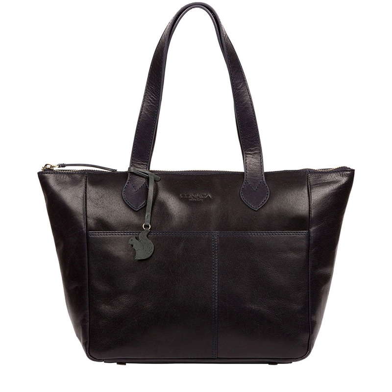 'Harp' Navy Leather Tote Bag