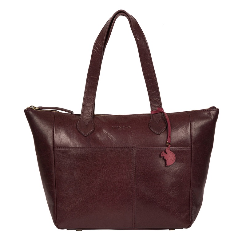 'Harp' Plum Leather Tote Bag