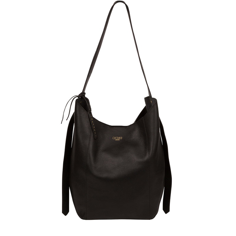 'Harrow' Black Leather Shoulder Bag