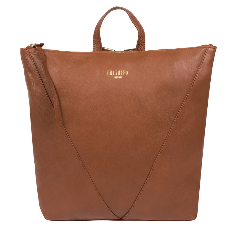 'Iiford' Dark Tan Leather Backpack