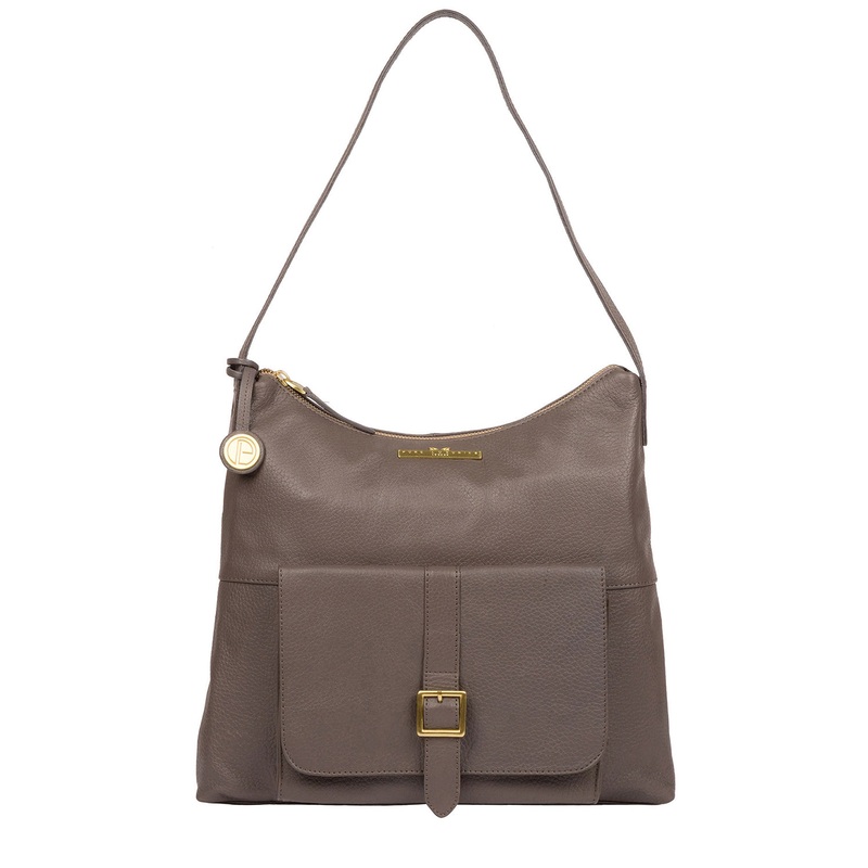'Irena' Grey Leather Shoulder Bag