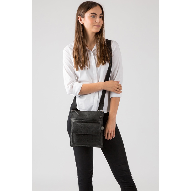 'Jarrow' Black & Platinum-Coloured Detail Bag
