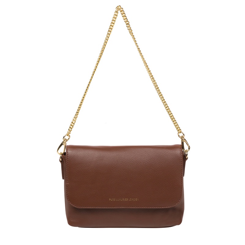 'Jazmine' Dark Tan Nappa Leather Grab Clutch Bag