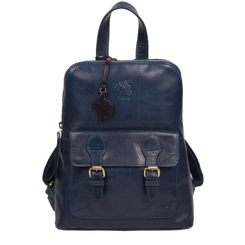 'Kendal' Snorkel Blue Leather Backpack