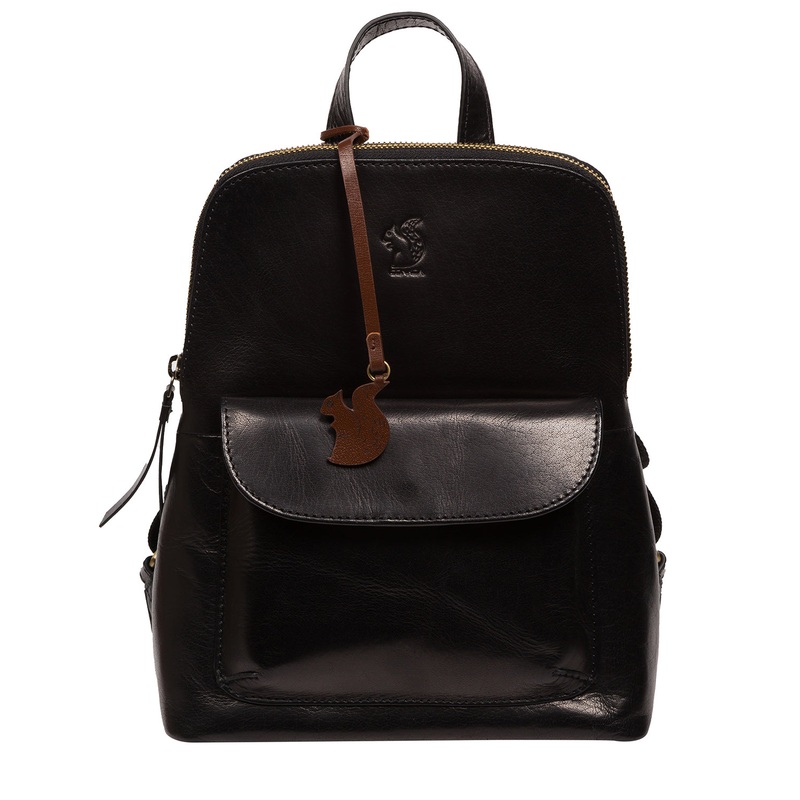 'Kerrie' Black Leather Backpack