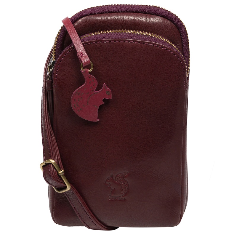 'Leia' Plum Leather Cross Body Phone Bag
