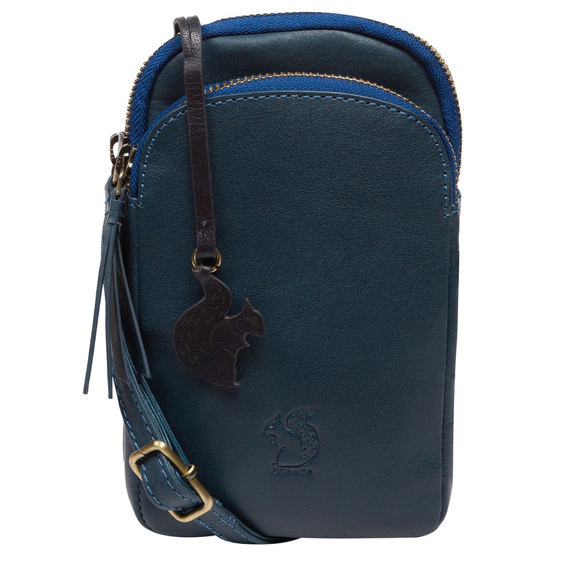 'Leia' Snorkel Blue Leather Cross Body Phone Bag