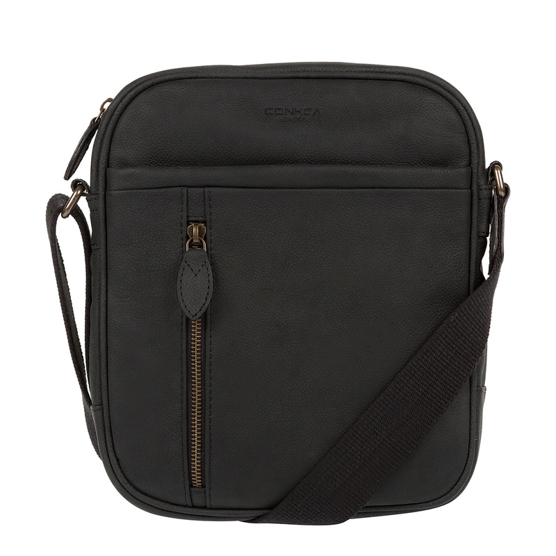 'Lowe' Vintage Black Leather Cross Body Bag