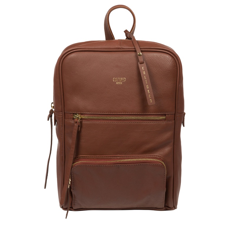 'Abbey' Conker Brown Leather Backpack