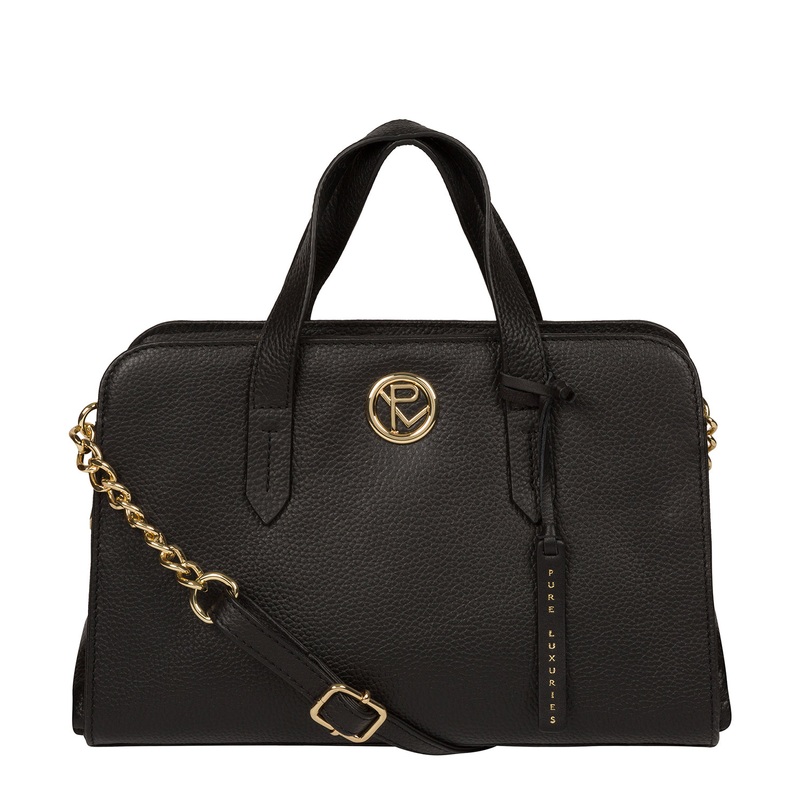 'Amelie' Black Leather Handbag