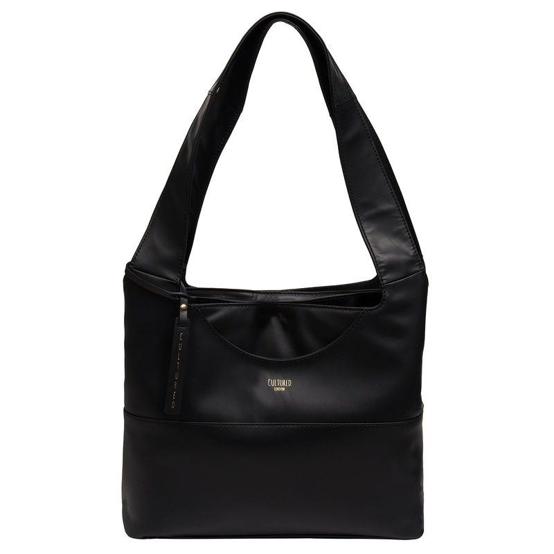 'Ariel' Black Leather Shoulder Bag