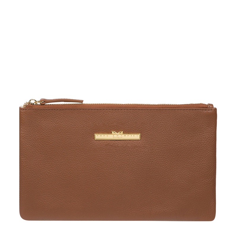 'Arlesey' Tan Leather Clutch Bag