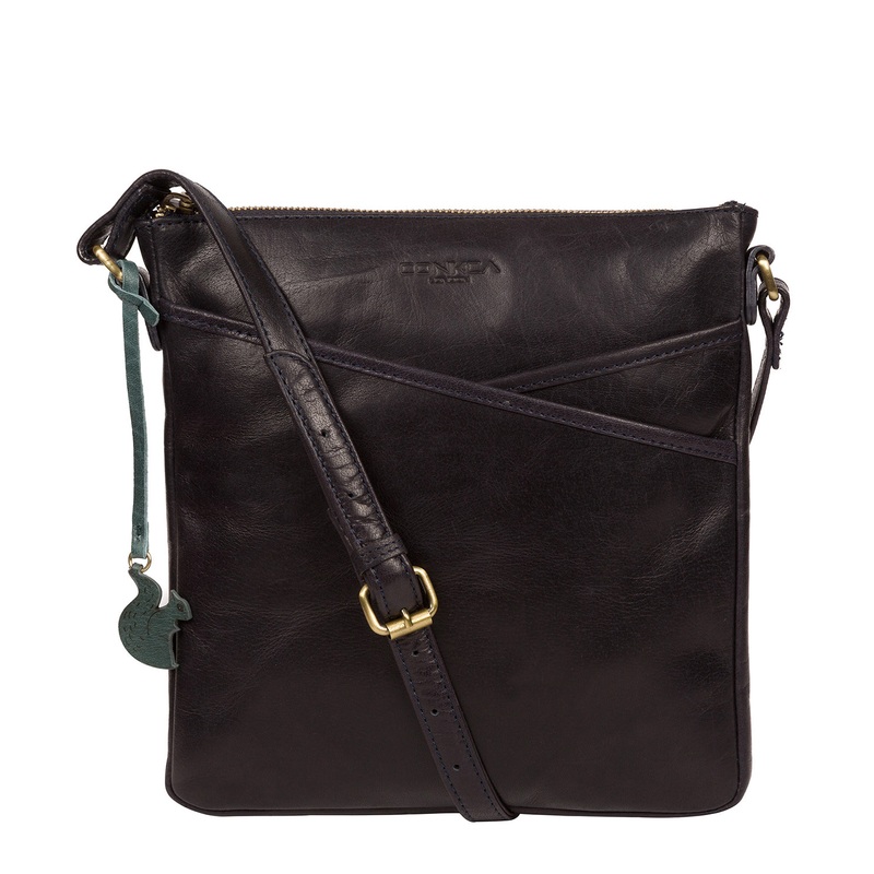 'Avril' Navy Leather Cross Body Bag