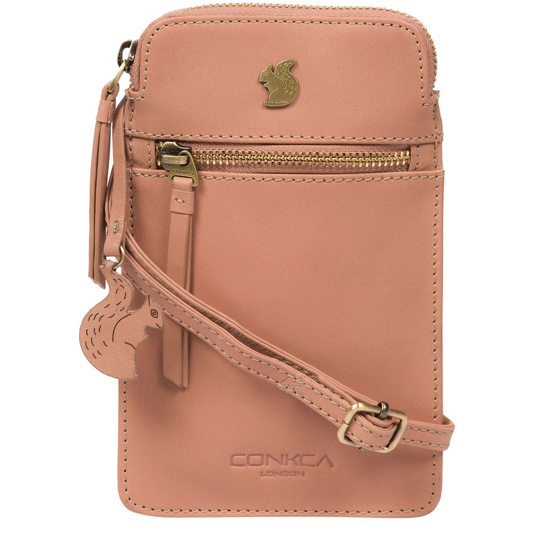 'Bambino' Subtle Pink Leather Cross Body Phone Bag
