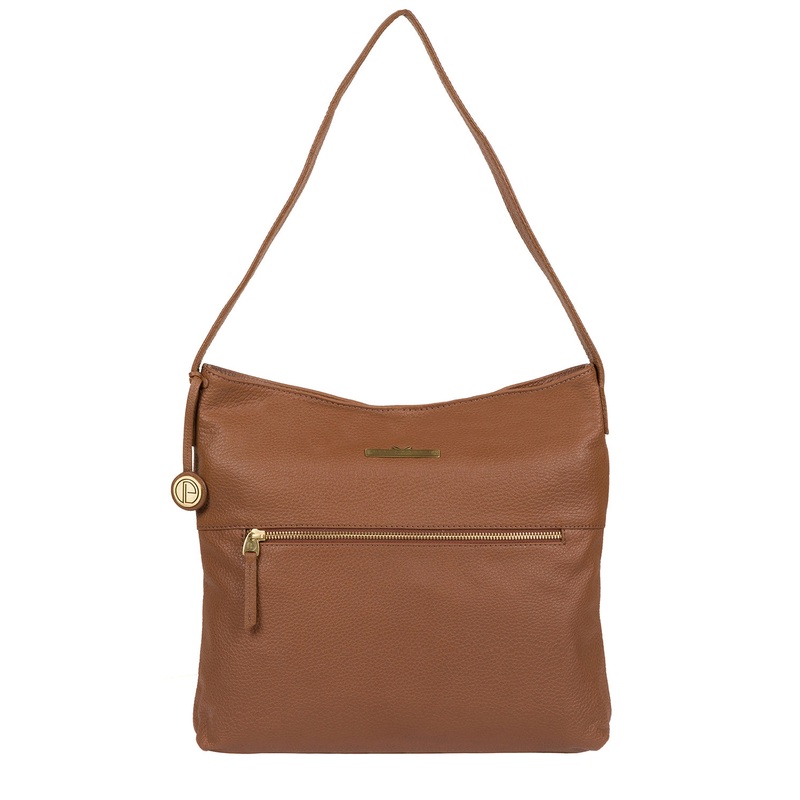 'Barbara' Tan Leather Shoulder Bag