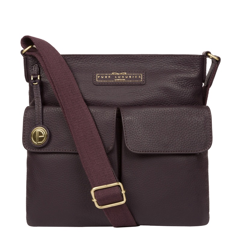 'Barnwell' Plum Leather Cross Body Bag