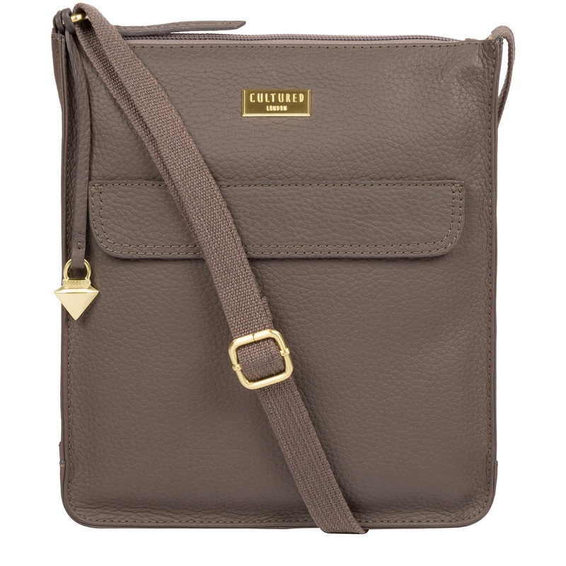 'Beth' Grey Leather Cross Body Bag