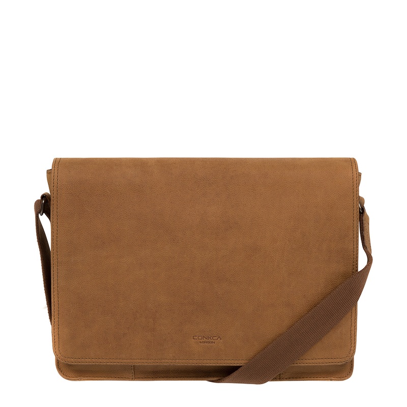'Bolt' Vintage Chestnut Leather Messenger Bag