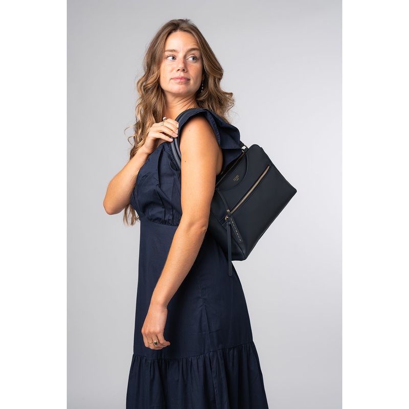 'Brianna' Dark Navy Leather Handbag