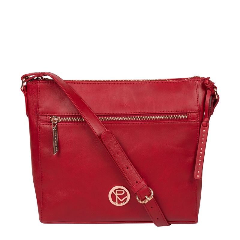 'Byrne' Cherry Leather Cross Body Bag