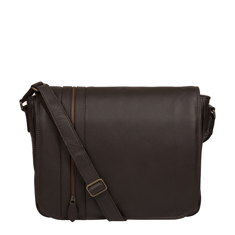 'Byron' Brown Leather Messenger Bag