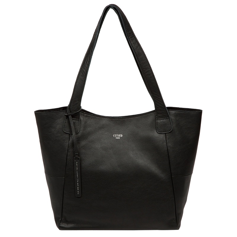 'Cami' Black Leather Tote Bag