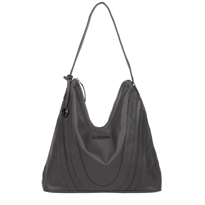 'Claire' Slate Leather Shoulder Bag