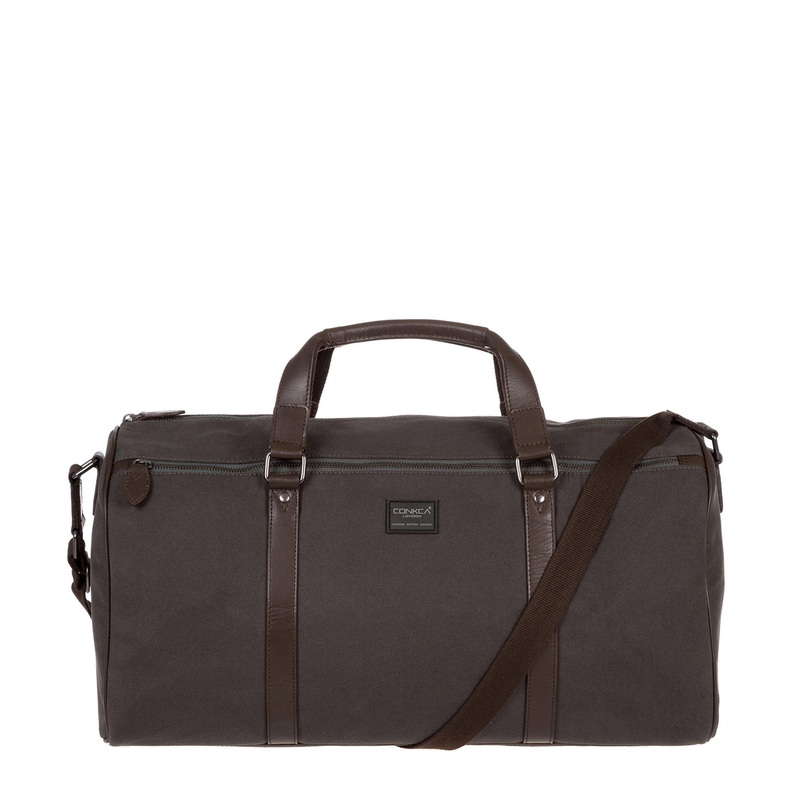 'Dempsey' 16oz Heavy-Duty Grey Canvas & Leather Holdall