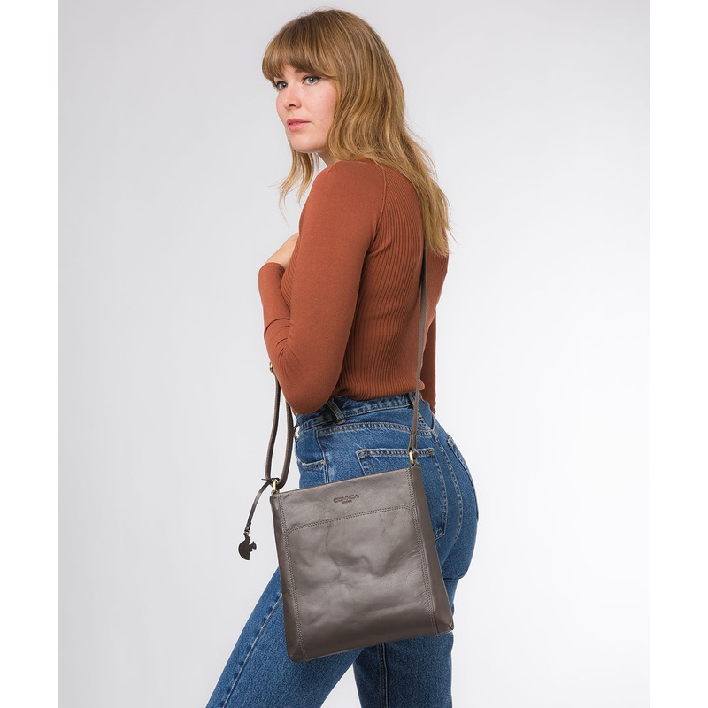 'Dink' Slate Leather Cross Body Bag