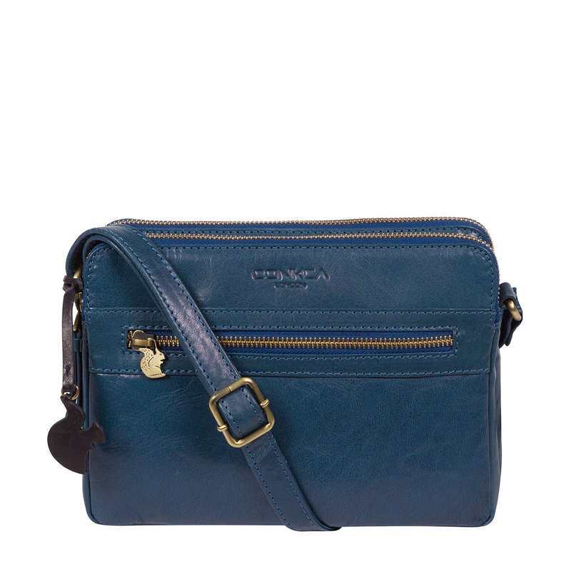 'Drew' Snorkel Blue Leather Cross Body Bag