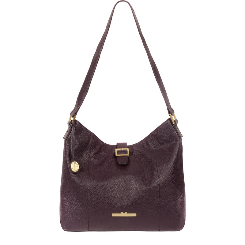 'Elaine' Plum Leather Shoulder Bag