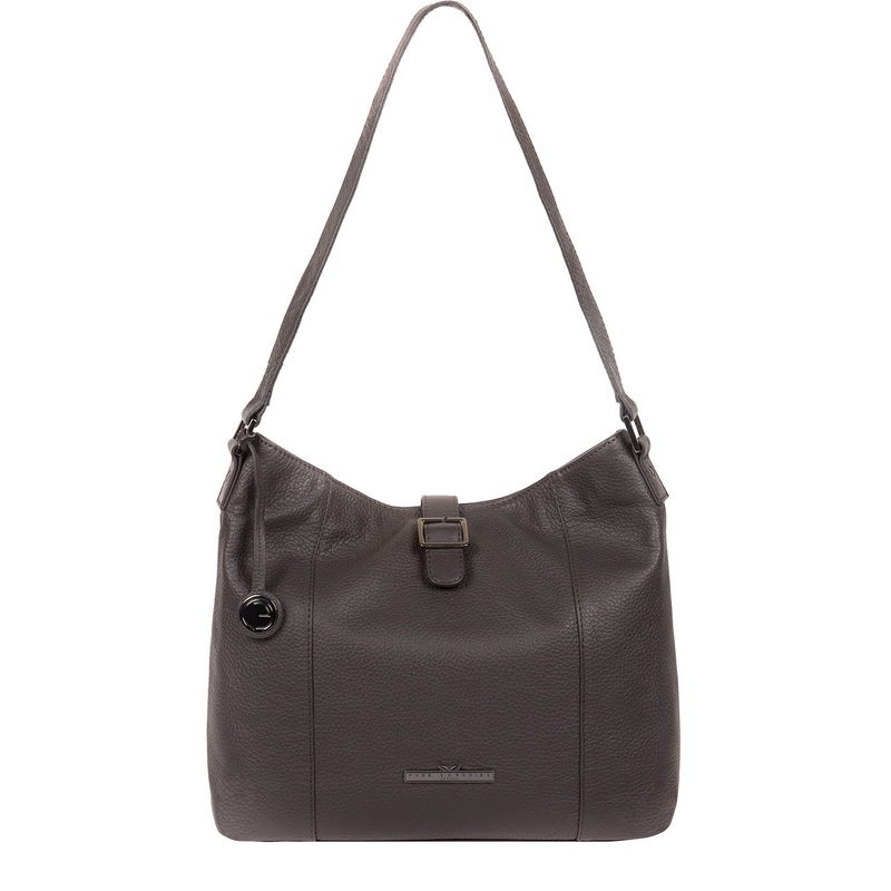 'Elaine' Slate Leather Shoulder Bag