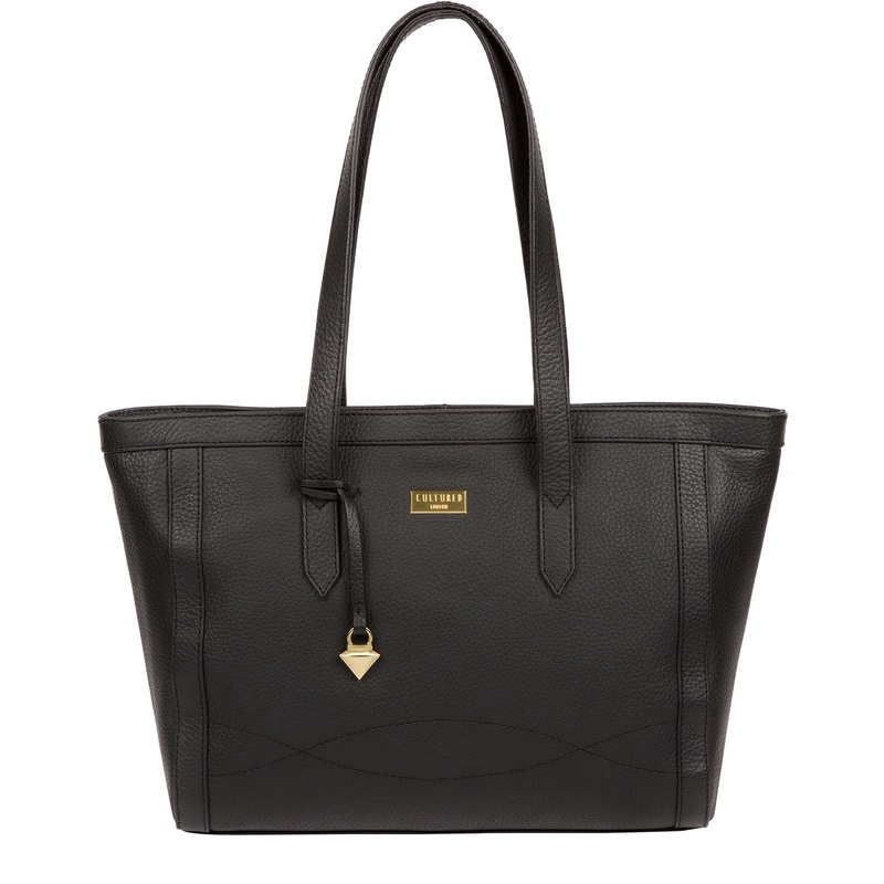 'Farah' Black Leather Tote Bag
