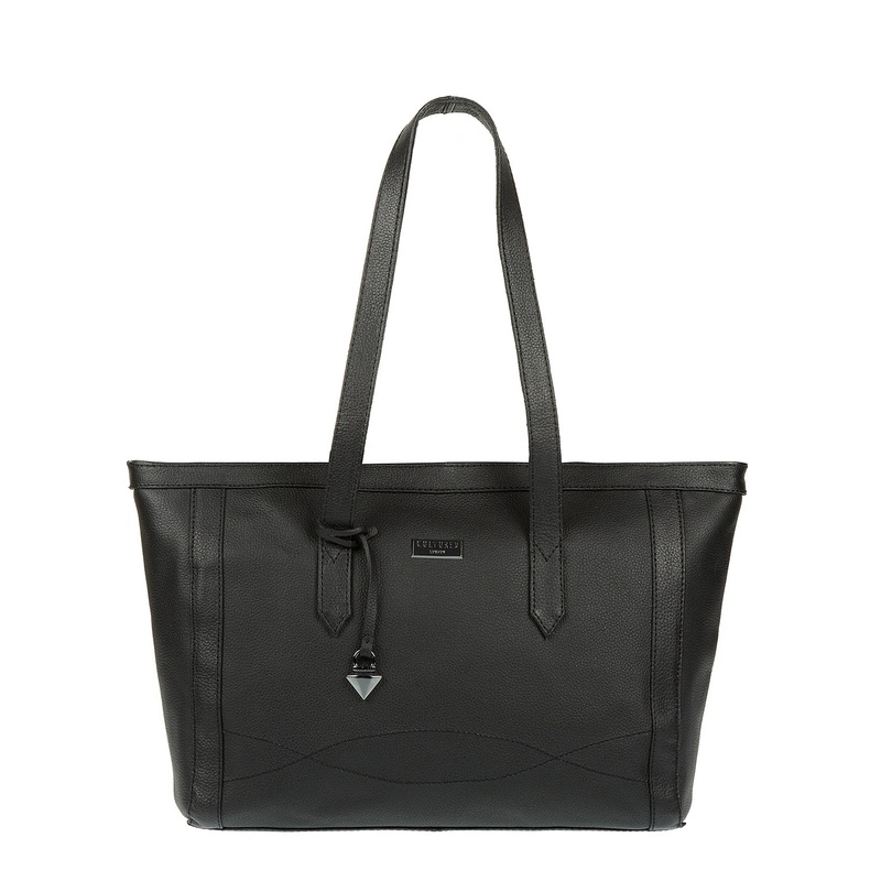 'Ferne' Black Leather Tote Bag