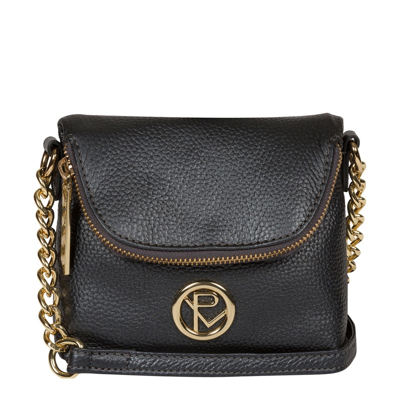 'Giselle' Metallic Blue Steel Leather Cross Body Clutch Bag