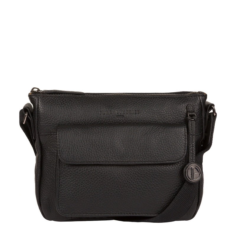 'Guildford' Black & Platinum-Coloured Detail Leather Bag