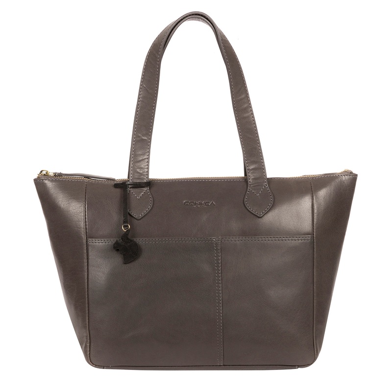 'Harp' Slate Leather Tote Bag