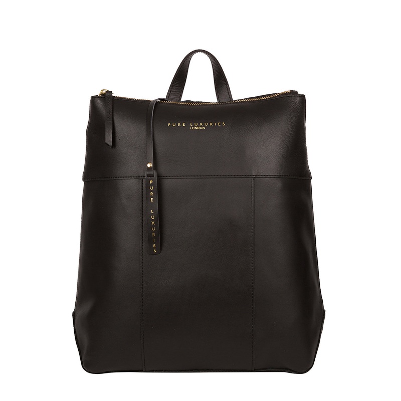 'Hastings' Jet Black Vegetable-Tanned Leather Backpack