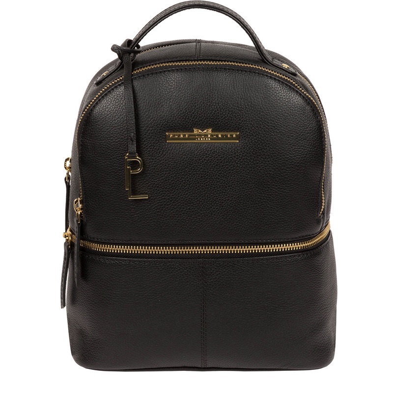 'Hayes' Black Leather Backpack
