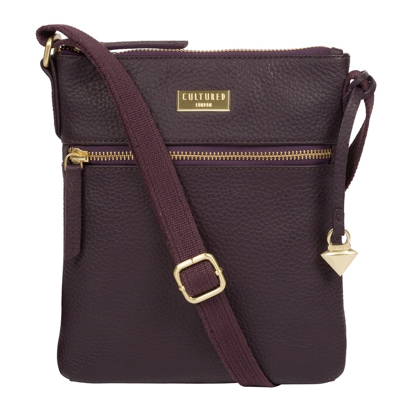 'Helga' Fig Leather Cross Body Bag